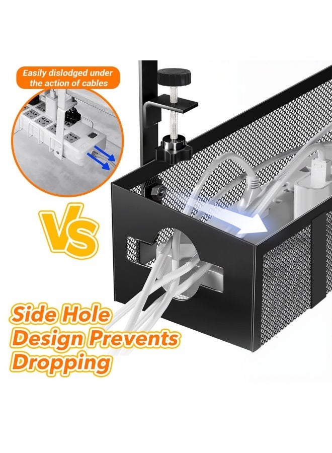 Under Desk Cable Management Tray, Hanging Mesh Wire Organizer Rack for Office & Home Desk, No-Drill Easy Install Under Table Storage Shelf - Image 4